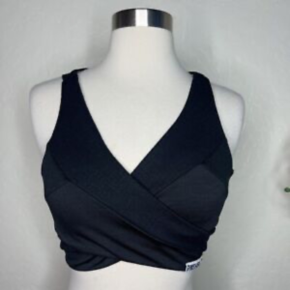Gymshark Black Ruched Adapt Padded Seamless Gym Bra Size Small